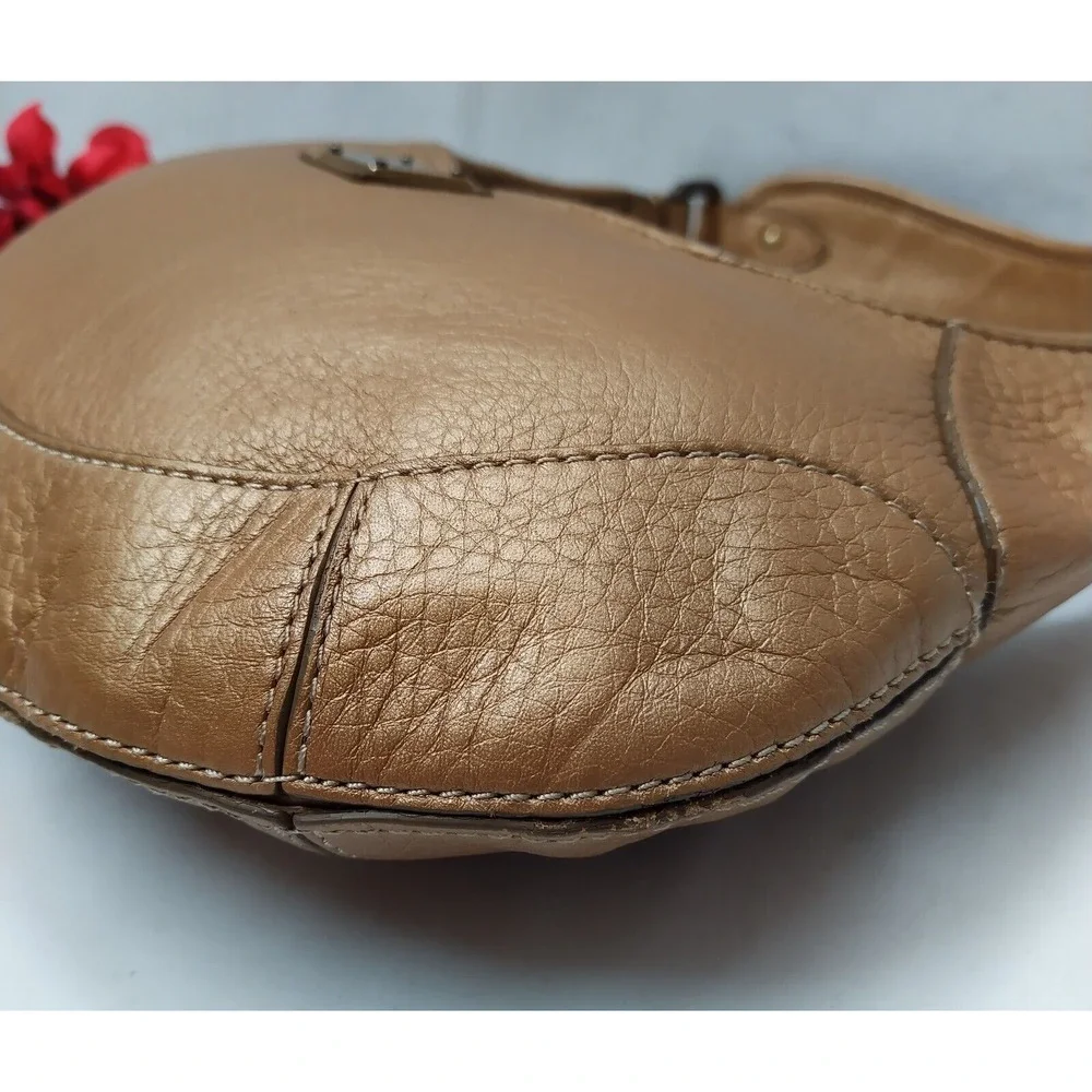 Cole Haan Metallic Brown Leather Zipper Closure Hobo Shoulder Bag
